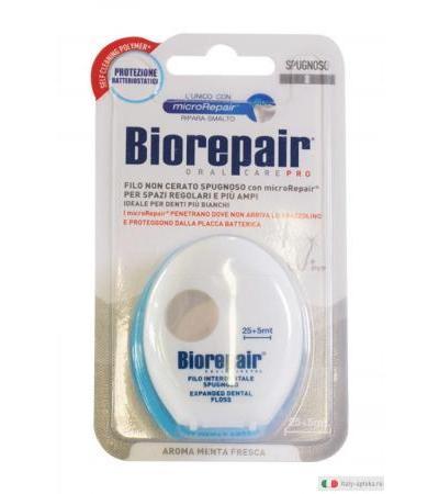 Biorepair Filo Non Cerato Spugnoso denti più bianchi aroma Menta Fresca 25+5mt