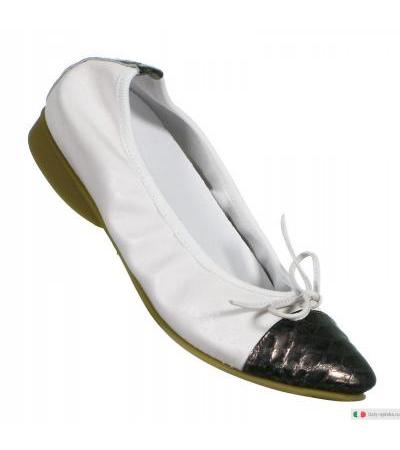 Cuore Attivo Calzature capretto bianco con punta di rettile