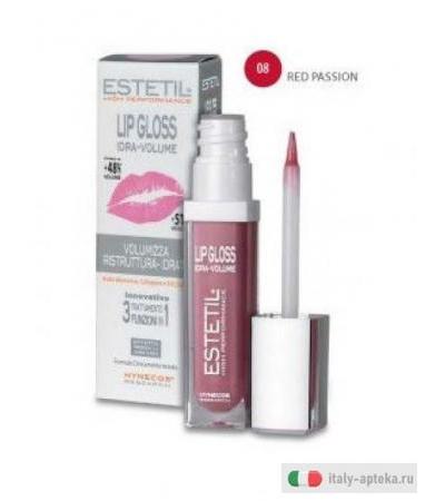 Estetil Lip Gloss Idra-Volume 3in1 Colore 08 Red Passion