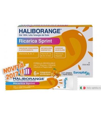Haliborange Ricarica Sprint energia bambini 6+ gusto arancia e pappa reale 20 stick-pack