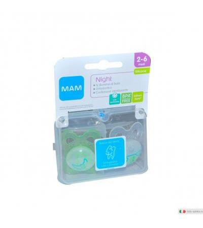 MAM 2 Succhietti Night 2-6 mesi in silicone (Bimba)