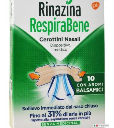 Rinazina RespiraBene 10 cerottini nasali con aromi balsamici