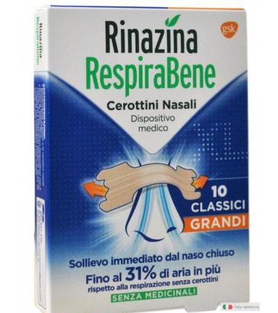 Rinazina RespiraBene 10 cerottini nasali grandi