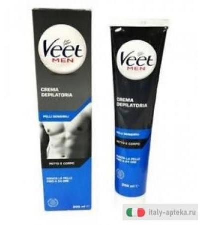 Veet Men Crema Depilatoria corpo e petto per pelli sensibili 200ml