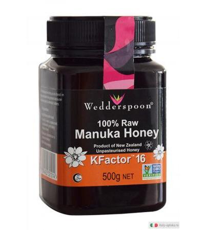 Wedderspoon 100% Raw Miele di Manuka Honey Active 16+ 500g